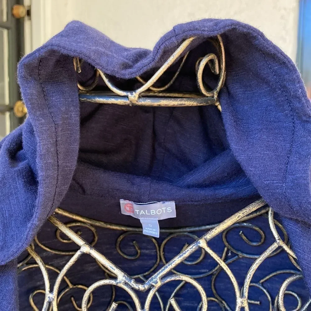 Talbots Navy Open Front Hooded Sleeveless Vest Size S